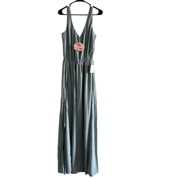 Show Me Your Mumu Large Kendall Maxi Dress Silver Sage Crisp - Picture 2 of 8